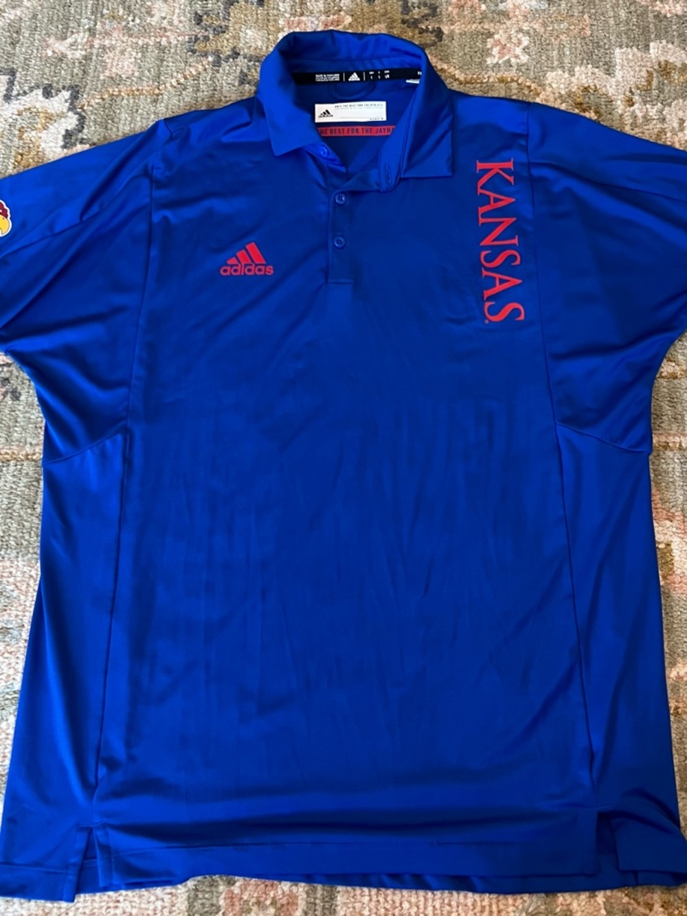 Kansas Jayhawks Adidas Primegreen Polo Men’s‎ Size Large Color Blue